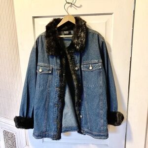 Denim Jacket w/ Faux Fur 1x